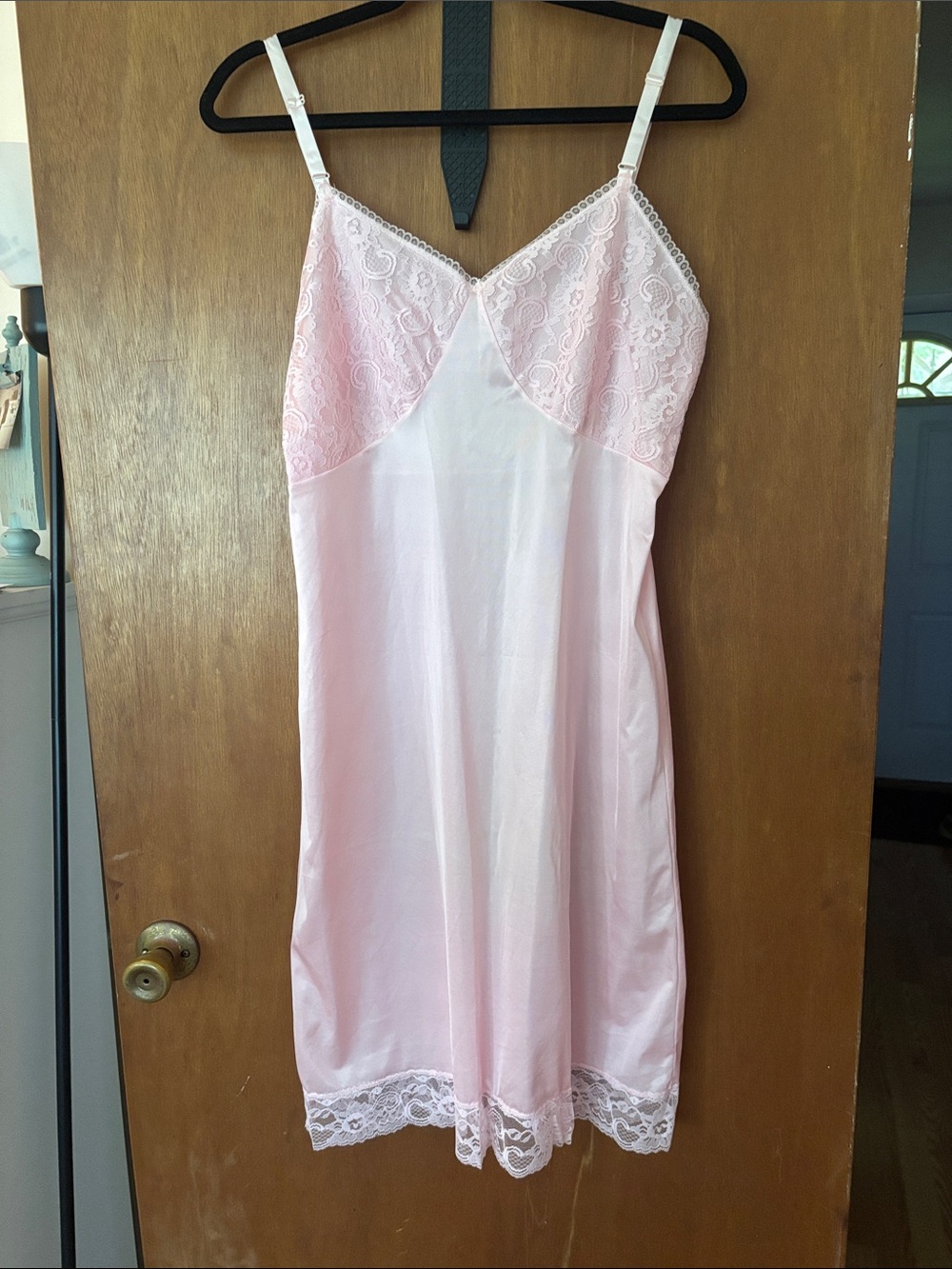 Perfection Pale Pink Lace-Trim Slip Dress